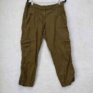 J.Crew Pants Womens 10 Olive Green City Fit Linen Blend Cargo Cropped Capri